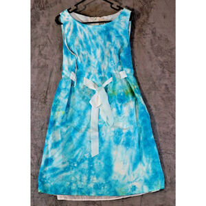 Kim Rogers Woman 16W Blue Tie-Dye Sleeveless Fit & Flare Dress Artisan Dyed
